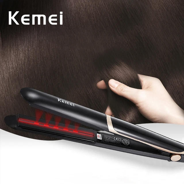 Kemei Hair Straightener Professional Curling Iron Negative Electric Flat Iron LED Display Hair Curler Hair Straightening Tools 1