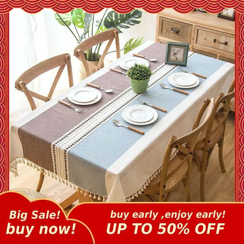 Современная декоративная прямоугольная скатерть с кисточками Iace домашняя