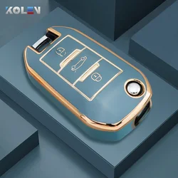 Luxury TPU Car Flip Key Case Cover Shell - Keyless Fob Protection (Gray)