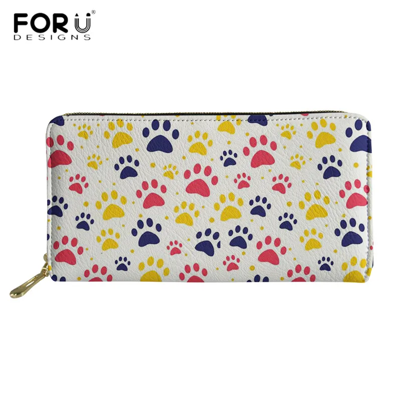 FORUDESIGNS/модные женские кошельки с рисунком собачьей лапы радуги, многофункциональные кошельки на молнии, кожаный кошелек, клатч для девушек