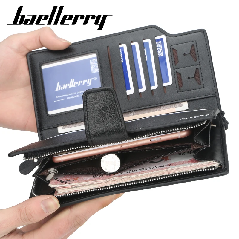 

2019 Luxury Brand Men Wallets Long Men Purse Wallet Male Clutch Leather Zipper Wallet Men Business Male Wallet Coin