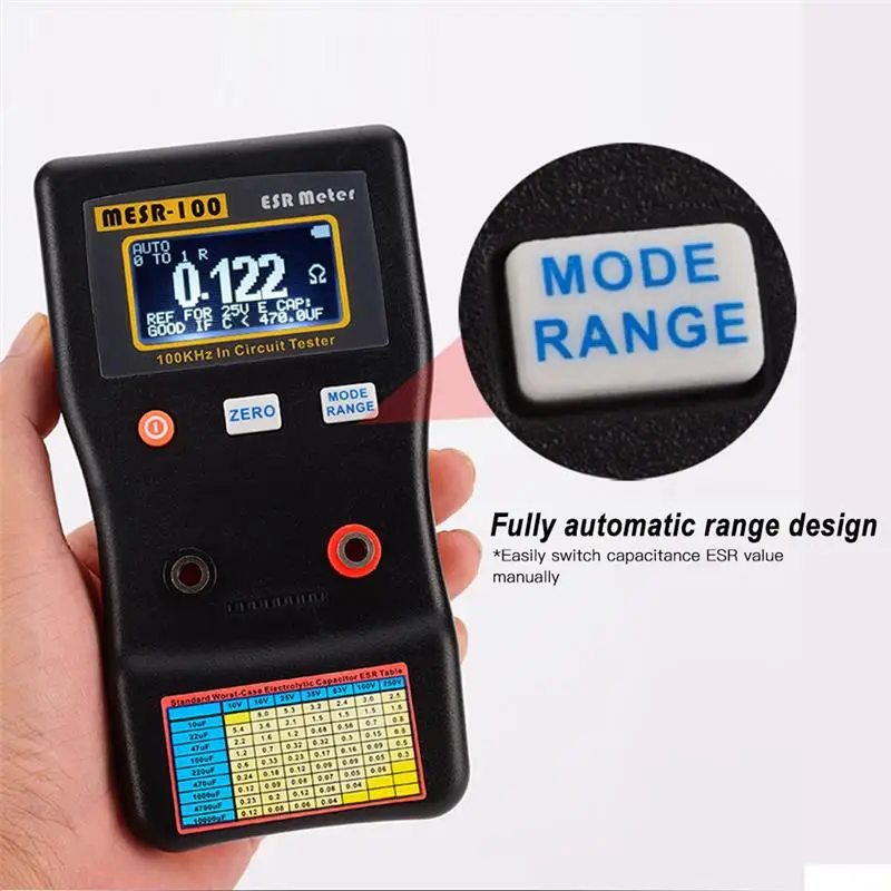 MESR100 ESR Capacitance Meter Ohm Meter Professional Measuring Capacitance Resistance Capacitor