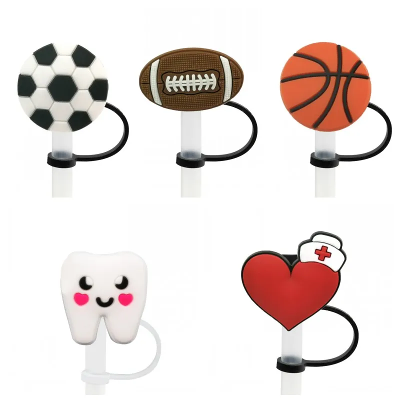 

1PCS PVC Silicone Straw Tips football medicine straw topper Drinking Dust Cap Splash Proof Plugs Cover Suit For 7mm-8mm Straw