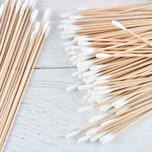 100 шт./упак. 15 см медицинский тампон деревянная ручка хлопок аппликатор удлиненные прочный ватный тампон деталь обработки аппликатор
