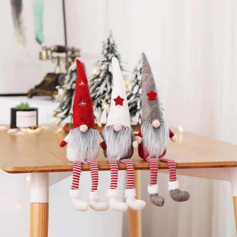 

Plush Elf Toy Christmas Long Leg Swedish Gnome Tomte Santa Figurines Doll Christmas Ornaments Home Decorations Accessories