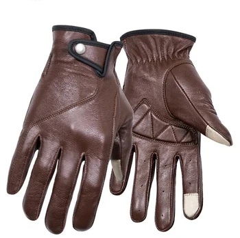 

Motorcycle Gloves Touch Screen Genuine Leather Men Motorbike Full Finger Gloves Retro Motocross Moto Gloves Guantes Moto