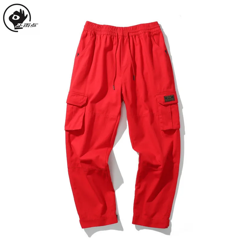 

Little Raindrop Men's Cargo Pants Solid Joggers Man Drawstring Fashions Streetwear Baggy Casual Male Many Pockets Trousers