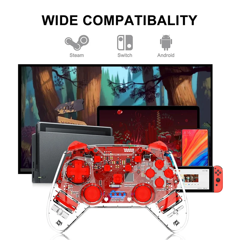 Беспроводной геймпад Bluetooth консоль для контроллера Nintendo Switch Pro 600 мАч 6 осевой