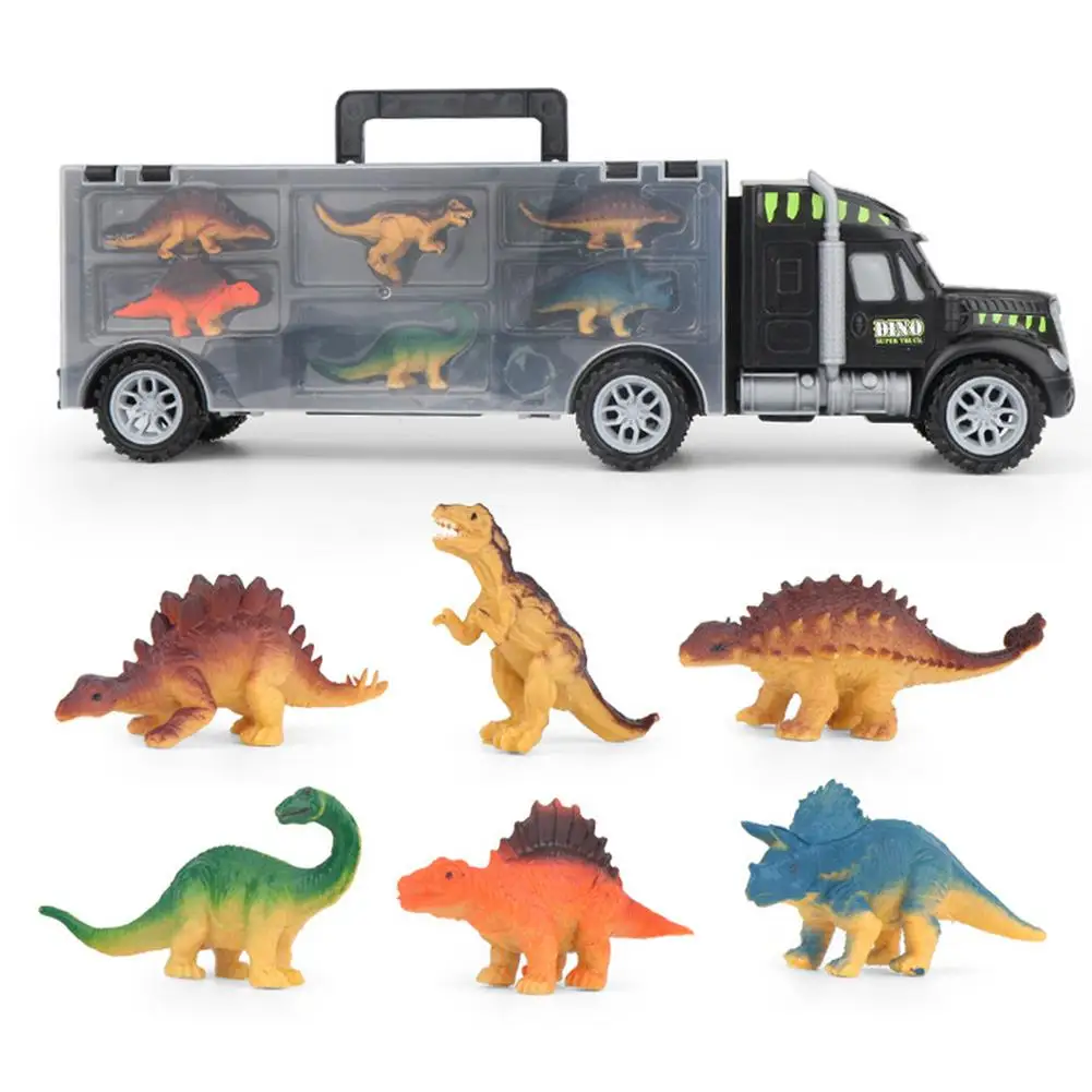 Juguetes de dinosaurio para niños, camión transportador de transporte de  40cm, coches de juguete, vehículos de tracción, Mini modelo de dinosaurio,  figura de Mundo Jurásico, regalo para niños|Juguete fundido a presión y