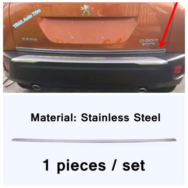 Rear Trunk Lid Cover Tailgate Trim Hatch Back Door Handle & Bumper Bottom Molding Boot Garnish Strip For Peugeot 2008 2020 2021 model 3