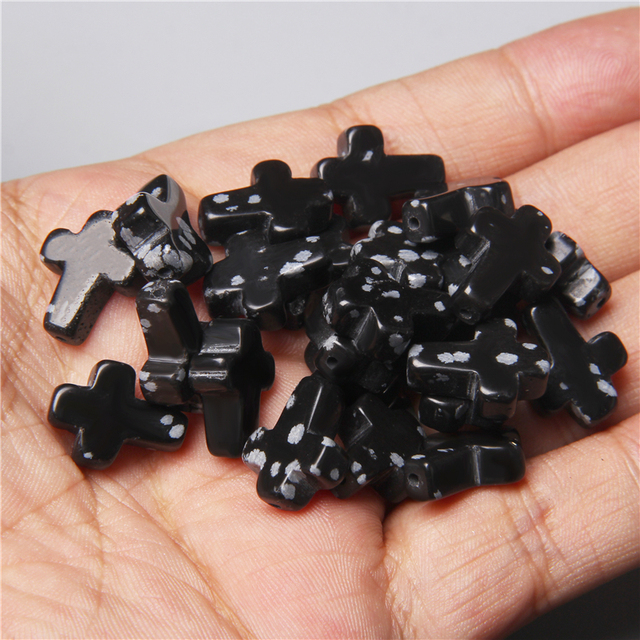 Natural Stone Crystal Tiger Eye Cross Loose Spacer Beads Charm for Women Jewelry Making DIY Necklace Bracelet Part 10pcs