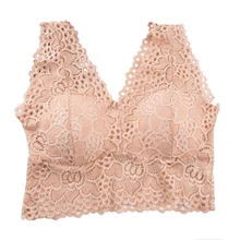 Бюстгальтер без косточек с мягкими чашечками, сексуальный кружевной дышащий жилет, Цветочный Нейлоновый вязаный крючком женский топ на бретелях, красивое нижнее белье на спине
