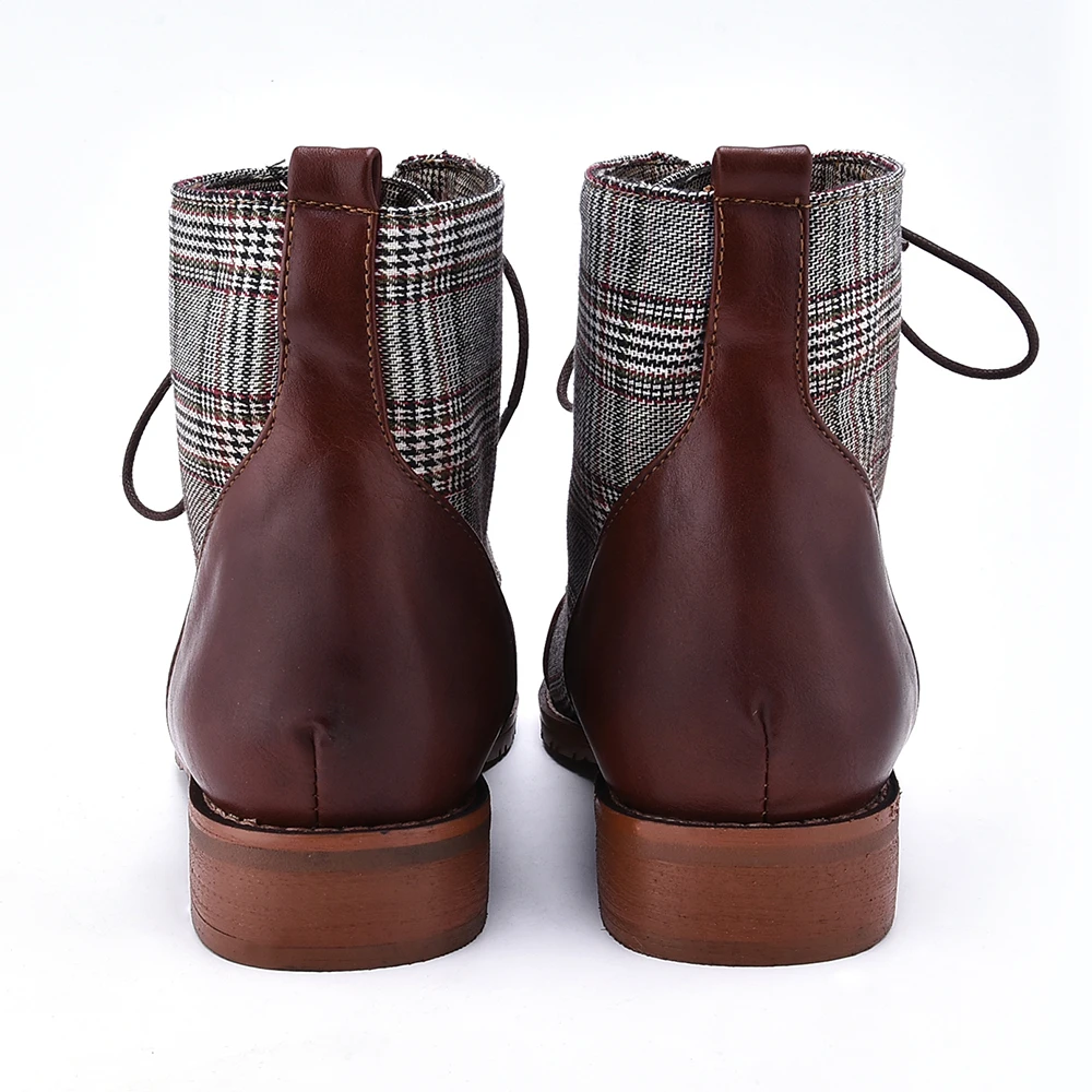 british plaid casual martin boots
