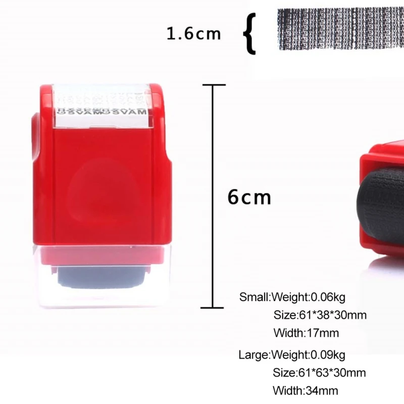 1 шт. пластиковый Маленький Штамп для роликов, портативный домашний штамп для секретных роликов, красный штамп для офиса, пластиковый штамп для роликов