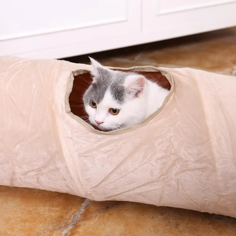 Игрушечный туннель для кошек забавных домашних животных с 2 отверстиями складные