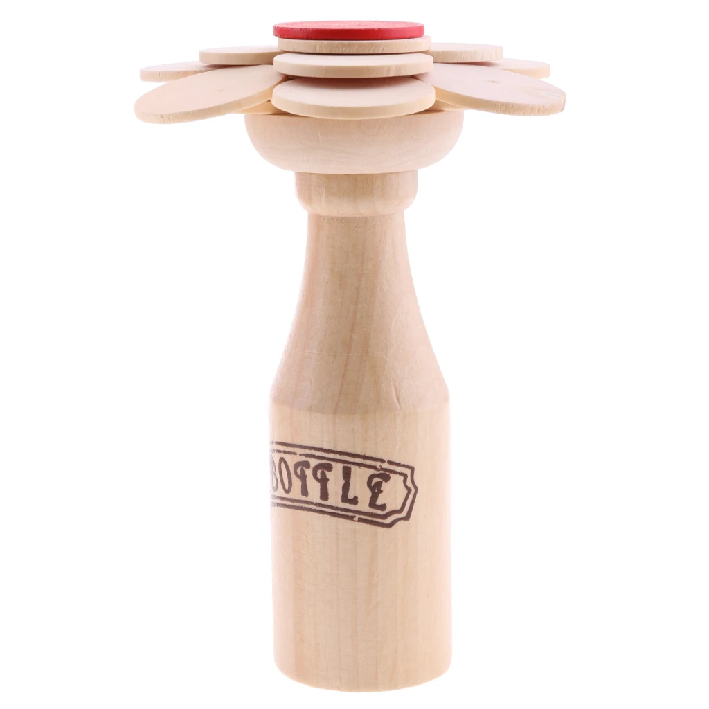 Kids' Children's Fun Board Game Match - Pile Up Wooden Cakes Above Bottle