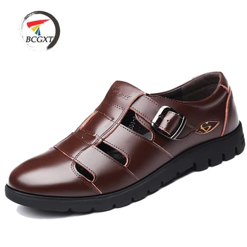 

BCGXT Men Sandals Genuine Leather Sandals Men Outdoor Casual Men Leather Sandals for Men Roman Beach Shoes Shoes Plus Size 38-47