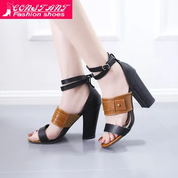 

Open Toe Summer Shoes With 10CM High Heels Sandals Strap Female zapatos de mujer Square Heel Shoe Sandalias Mujer 2020