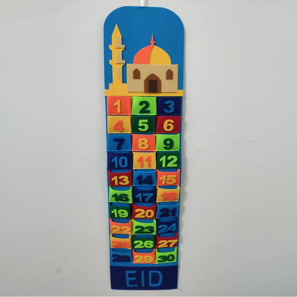 Новый фетровый календарь Eid Mubarak с датчиком на 30 дней висящий обратным отсчетом