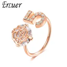 ERLUER Модные кольца для женщин регулируемые ювелирные изделия девушка Роза цветок фигура очаровательный со стразами Циркон Свадебные ювелирные изделия, обручальное кольцо