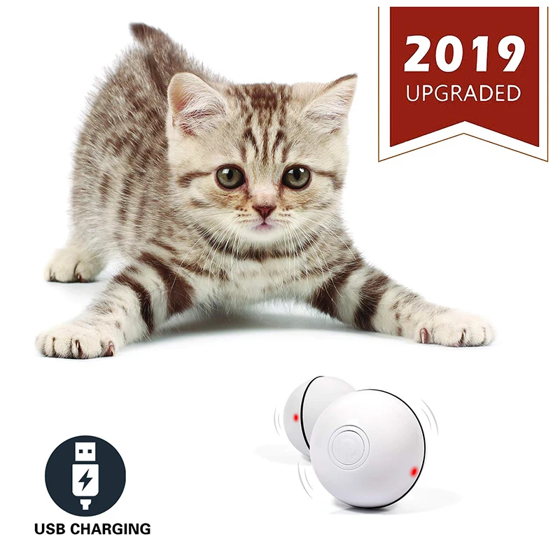 Умная интерактивная игрушка для кошек, USB перезаряжаемая светодиодная лампа, 360 градусов, самовращающийся шар, домашние животные, играющие игрушки, активированный мяч для питомцев