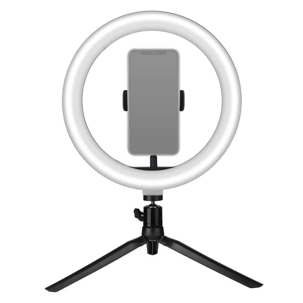 Photography LED Selfie RGB Ring Light 26cm With tripod Stepless Lighting Dimmable With Cradle Head For Makeup Video Live Studio