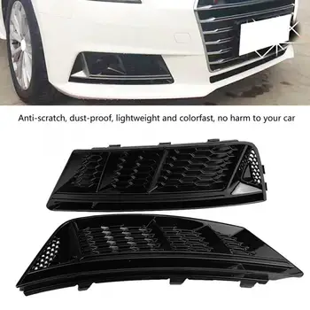 

2pcs Bumper Fog Light Grilles for S4 Style Glossy Black Front Bumper Fog Light Grilles for Audi A4 B9 2017 2018