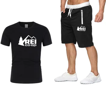 

New Sports T-Shirt Men's Suits Short Sleeve T-Shirt 2Pcs/Set Shirts Running Tops+Men Casual Shorts Suit For Soccer Play Running