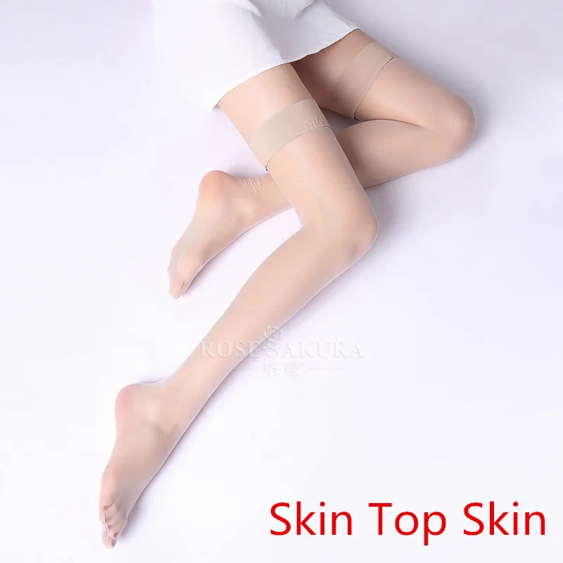0917 Skin Top skin Сексуальные женские силиконовые длинные чулки, контрастные ультратонкие чулки, Нейлоновые женские чулки "Medias" De Mujer - Цвет: 0917 Skin Top skin