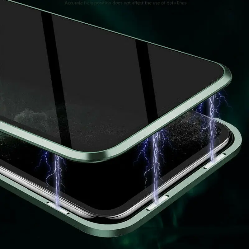 Для iPhone 11 Pro Max XS MAX X XR 7 8 6 6S Plus антишпионский двойной стеклянный Передний+ задний чехол с магнитной застежкой металлический чехол для телефона