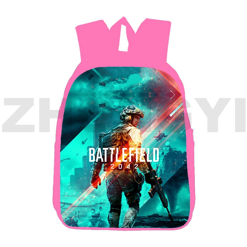 

Pink 3D Battlefield 2042 Backpack Travel Teenagers Anime Shooter Video Game Bag Children Schoolbag Cartoon 12/16 Inch Bookbag