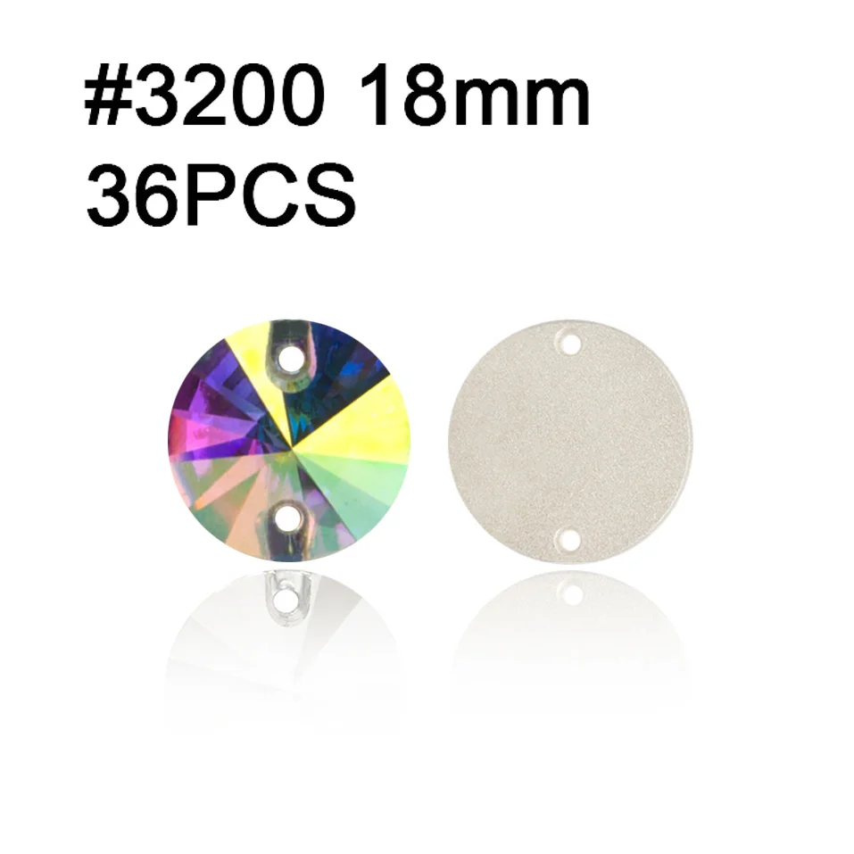 Rivoli 18mm 36pcs Новые Стразы всех форм шитья кристалл AB пришивные стразы плоские с оборота стразы кристаллы Пришивные декоративные камни для одежды Одежда - Цвет: Rivoli 18mm 36pcs