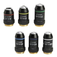 195 Black Achromatic Objective 4X 10X 20X 40X 60X 100X High Quality Microscope Objective Lens RMS 20.2mm Objective Parts 1