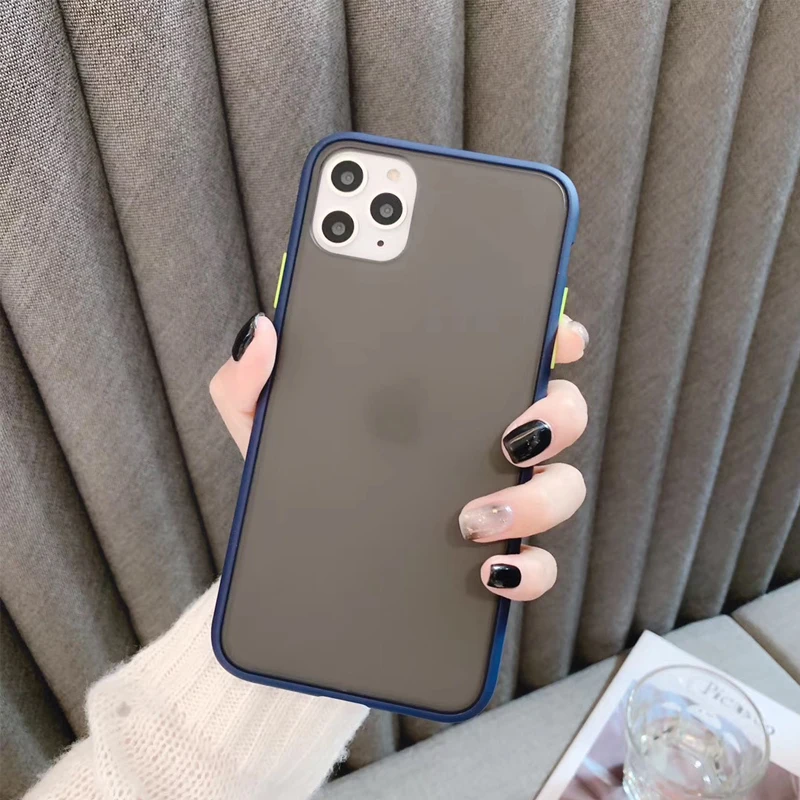 Синий Ультратонкий матовый чехол из ТПУ для Iphone 11 Max Pro XS MAX XR X 7 8 PLUS 6 6S PLUS, Мягкий противоударный чехол контрастного цвета - Цвет: Синий