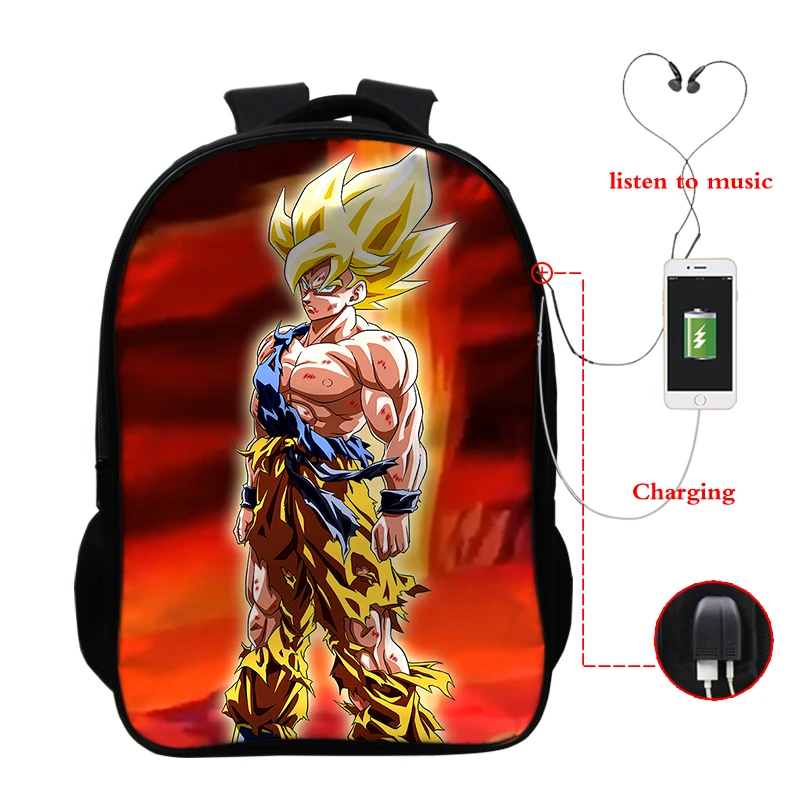 Sac Dos Usb Dragon Ball Z Super Goku разъем для наушников Mochila Dragon Ball рюкзак школьные сумки для девочек-подростков рюкзак для путешествий - Цвет: A24