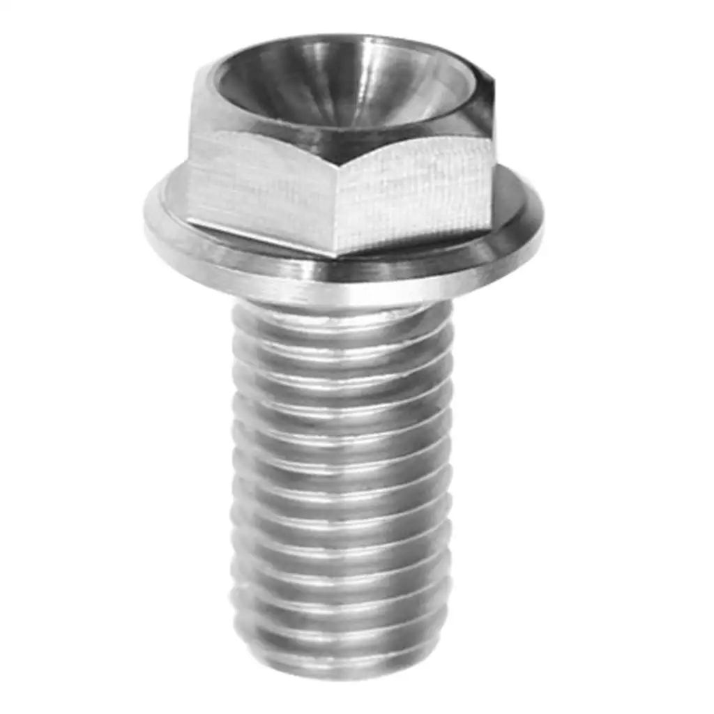 M6 Titanium Alloy Hex Head Flange Bolt Fastener, CNC Machined Head with Reduced Head Height and Deep Bowl
