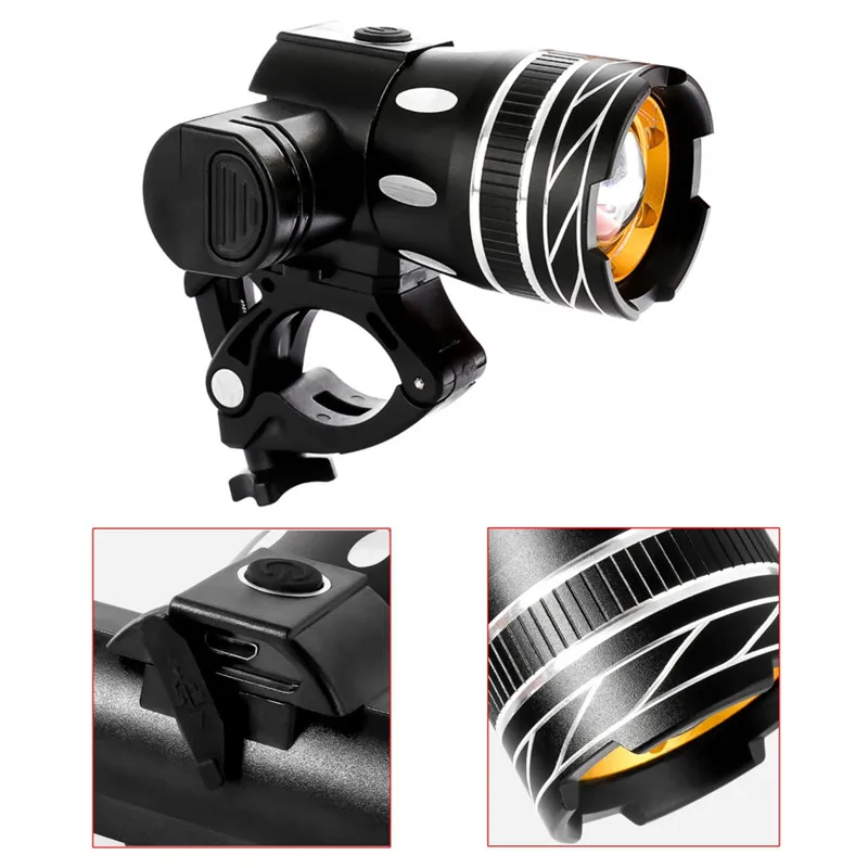 Adjustable Bicycle Light 15000LM T6 LED USB Line Rear Light 3000mAh Rechargeable Battery Zoomable Front Bike Headlight