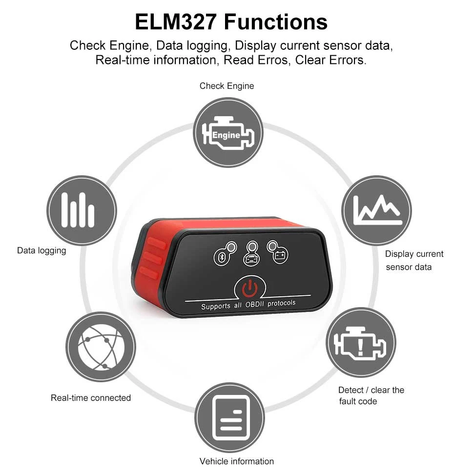 

Car diagnostic adapter OBD2 ELM327 Bluetooth for Android/IOS