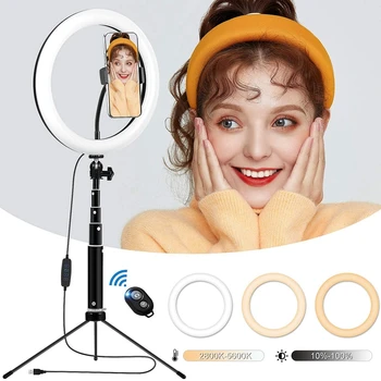 

10" Vedio Light LED Selfie Ring Light with Selfie Stick USB Photographic Ring Lamp with Stand for Makeup YouTube Live Vlogging