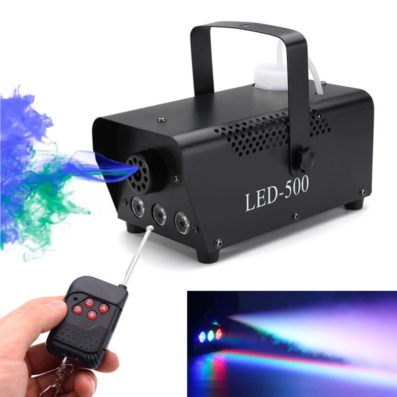 Мини светодиодный RGB Беспроводной 500 Вт туман дым туман машина Эффект диско DJ вечерние Рождество с дистанционным управлением светодиодный Fogger