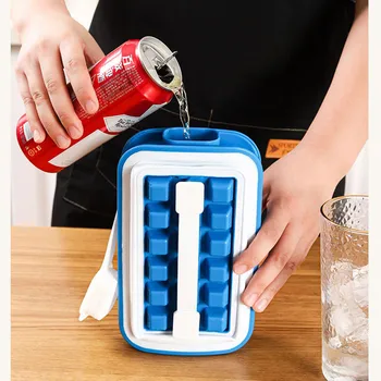 

Creative Ice Cube Maker Mold Silicone Ice Cream Chocolate Mould Tray With Lid Portable Folding Water Bottle Diy Party Bar Tools