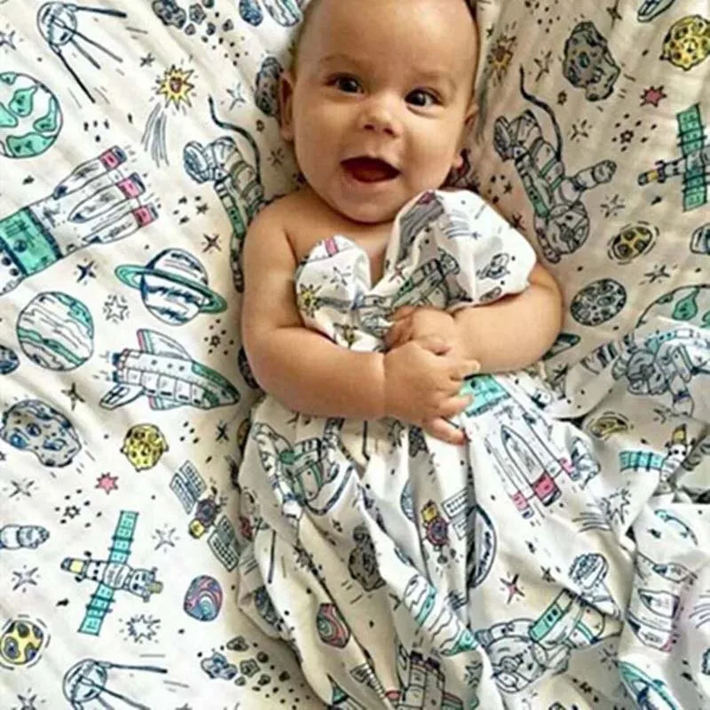 120*120 см муслин детское Впитывающее одеяло мультфильм животных печатных хлопок новорожденных пеленать одеяло для младенца банное полотенце игровой коврик