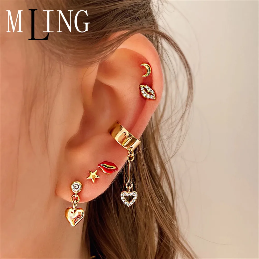 Женские винтажные серьги-гвоздики MLING из Золотого Сплава | Украшения и аксессуары