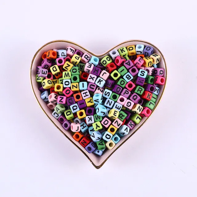 100/200/500pcs Heart Beads For Jewelry Making Acrylic Mixed Beads With Letters For Bracelet Handmade Diy Bracelet Necklace 2021 6x6mm 05