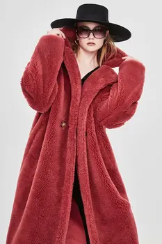 

New fashion Plush thickened warm straight tube suit collar women's coat