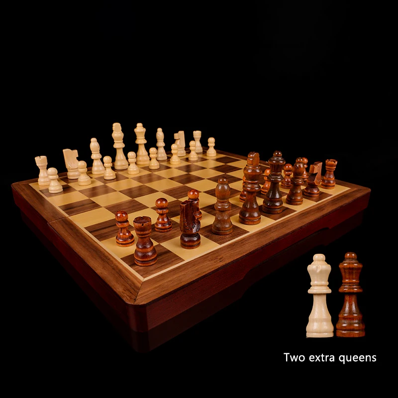 45CM Large Wooden Chess Board Games Luxury Chess Set Solid Wood Folding Chessboard Retro Chess Family Child Adult Board Game - Image 4