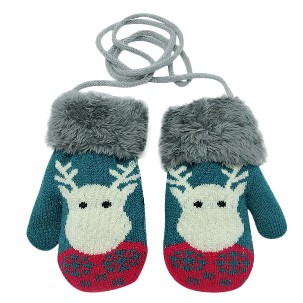 Детские зимние теплые перчатки для мальчиков и девочек, рождественские для малышей, детей, зимняя бархатная трикотажная варежки с рисунком оленя, перчатки# CL3