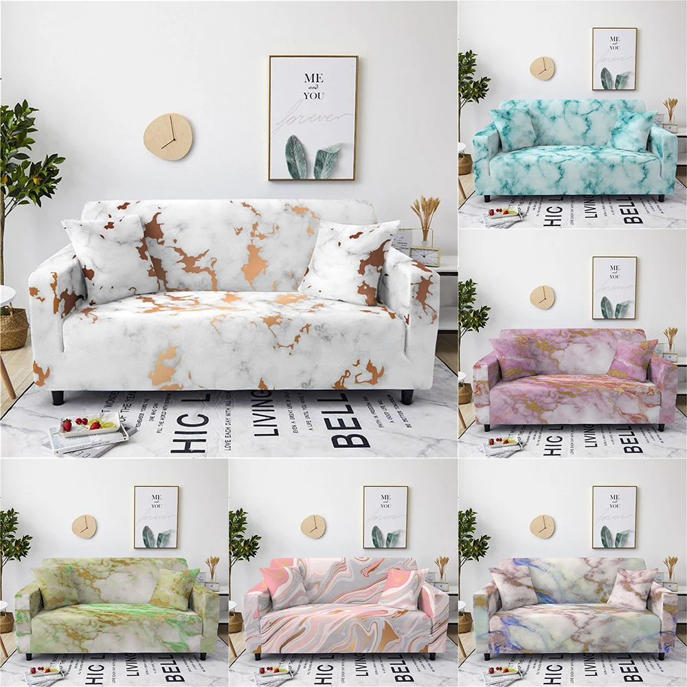 Marble Pattern Sofa Chair Stretch Covers Couch Cover Elastic Slipcover Protector 