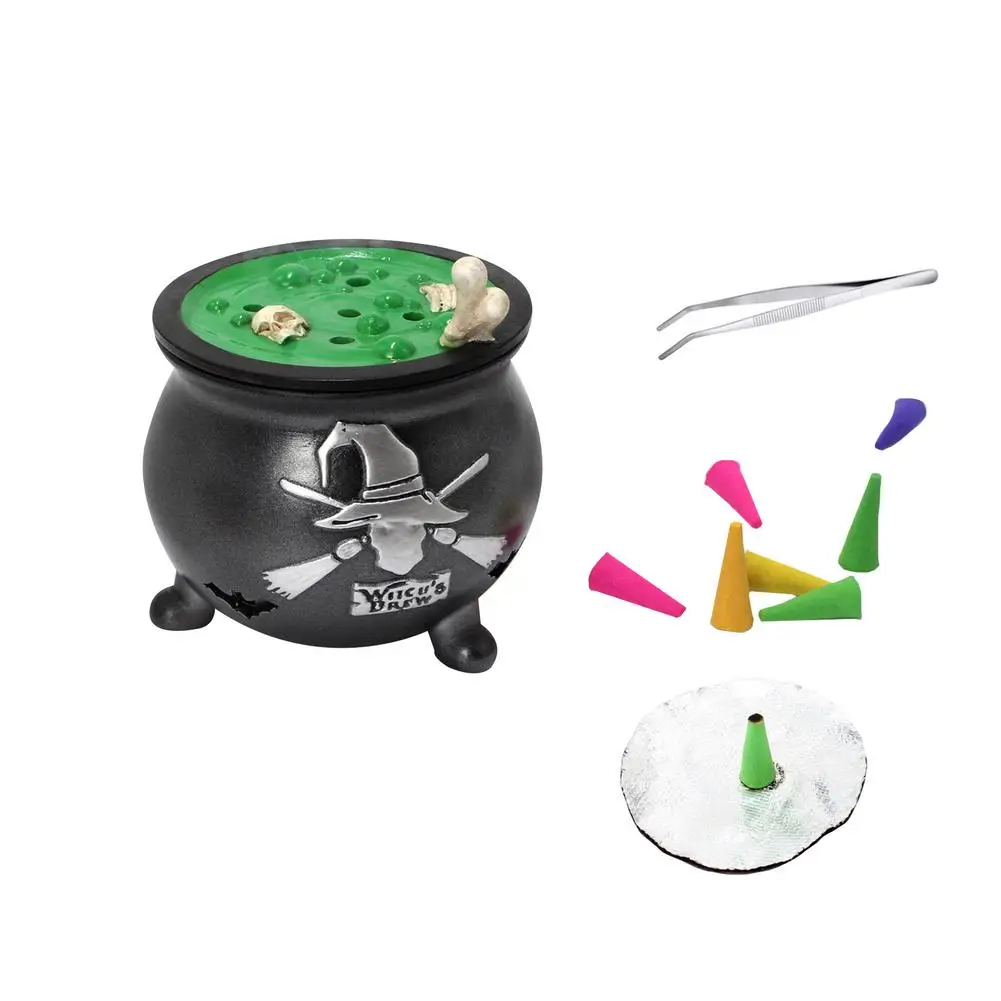Incense Burner Witch Soup Pot Incense Holder Resin Censer Burner With About 60 Incense Cones