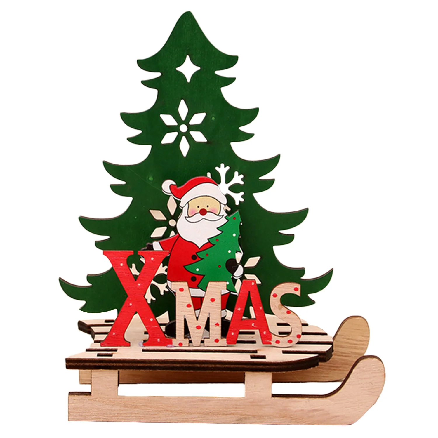 Santa Claus Behogar DIY Деревянные Рождественские сани украшения Санта-олень снеговик дерево столешница украшения для дома офиса рождественские вечерние принадлежности - Цвет: Santa Claus